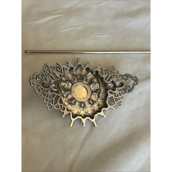 Moon Celtic Knot Hair Clip Moon Hair Clip Barrette Emo Floral Purple Stone - Picture 6 of 9